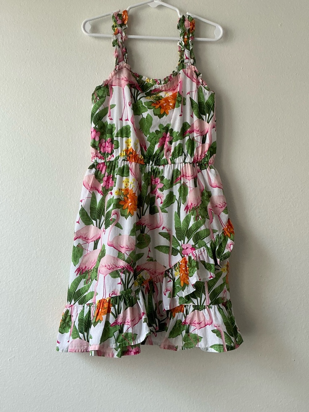 Janie and Jack Tropical Flamingo Ruffle Dress - Size 8